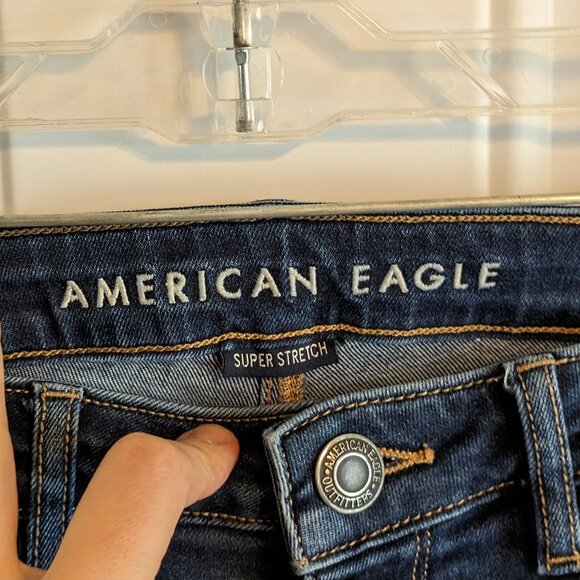 American Eagle Super Hi-Rise Jegging Size 8 Long Dark Wash Super Stretch - Picture 5 of 9